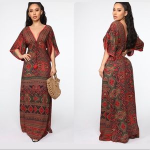 ❤️Fashion nova ❤️Thinking Of You Maxi Dress - Olive/Combo